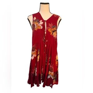 Free People Red Lovely day Floral Backless Dress
